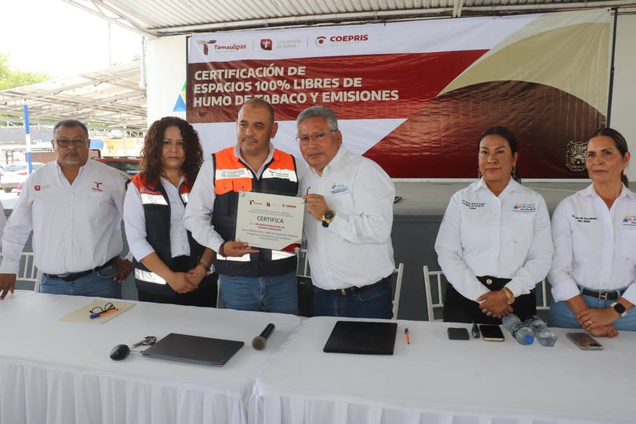 Recibe Gobierno Municipal de Ocampo certificación de COEPRIS como Espacio 100% Libre de Humo de Tabaco y Emisiones